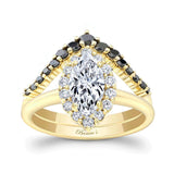 Marquise Cut Diamond Wedding Set With Black Diamonds