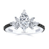 Marquise Cut Black Diamond Accent Engagement Ring
