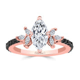Marquise Cut Black Diamond Accent Engagement Ring