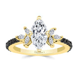 Marquise Cut Black Diamond Accent Engagement Ring