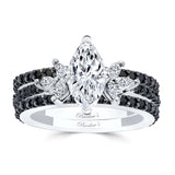 Marquise Cut Moissanite Bridal Set With 2 Bands And Black Diamonds