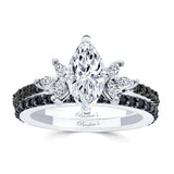 Marquise Cut Moissanite Bridal Set With Black Diamonds