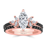 Marquise Cut Moissanite Bridal Set With Black Diamonds