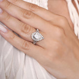 3 Carat Halo Pear Shape Moissanite Ring