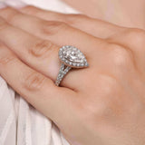 3 Carat Halo Pear Shape Moissanite Ring