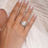 3 Carat Halo Pear Shape Moissanite Ring Set