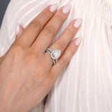 3 Carat Halo Pear Shape Moissanite Ring Set