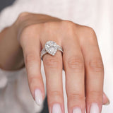 3 Carat Halo Pear Shape Moissanite Ring Set