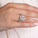 3 Carat Halo Pear Shape Moissanite Ring Set