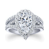 3 Carat Halo Pear Shape Moissanite Ring Set