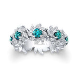 Floral Blue And White Diamond Eternity Band