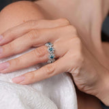 Floral Blue And White Diamond Eternity Band