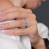 Floral Blue And White Diamond Eternity Band