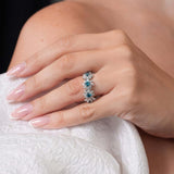 Floral Blue And White Diamond Eternity Band