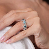 Floral Blue And White Diamond Eternity Band