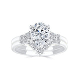 Modern 2 Carat Pear Shape Moissanite Wedding Ring Set