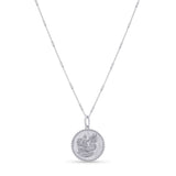 Zodiac Necklace featuring a medallion design with textured background and round borders on a sleek bar chain.