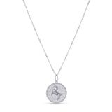 Zodiac Necklace featuring a round medallion with a zodiac symbol and delicate border on a sleek chain.