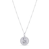 Zodiac Necklace featuring a medallion design with zodiac symbol, suspended by a sleek bar chain.