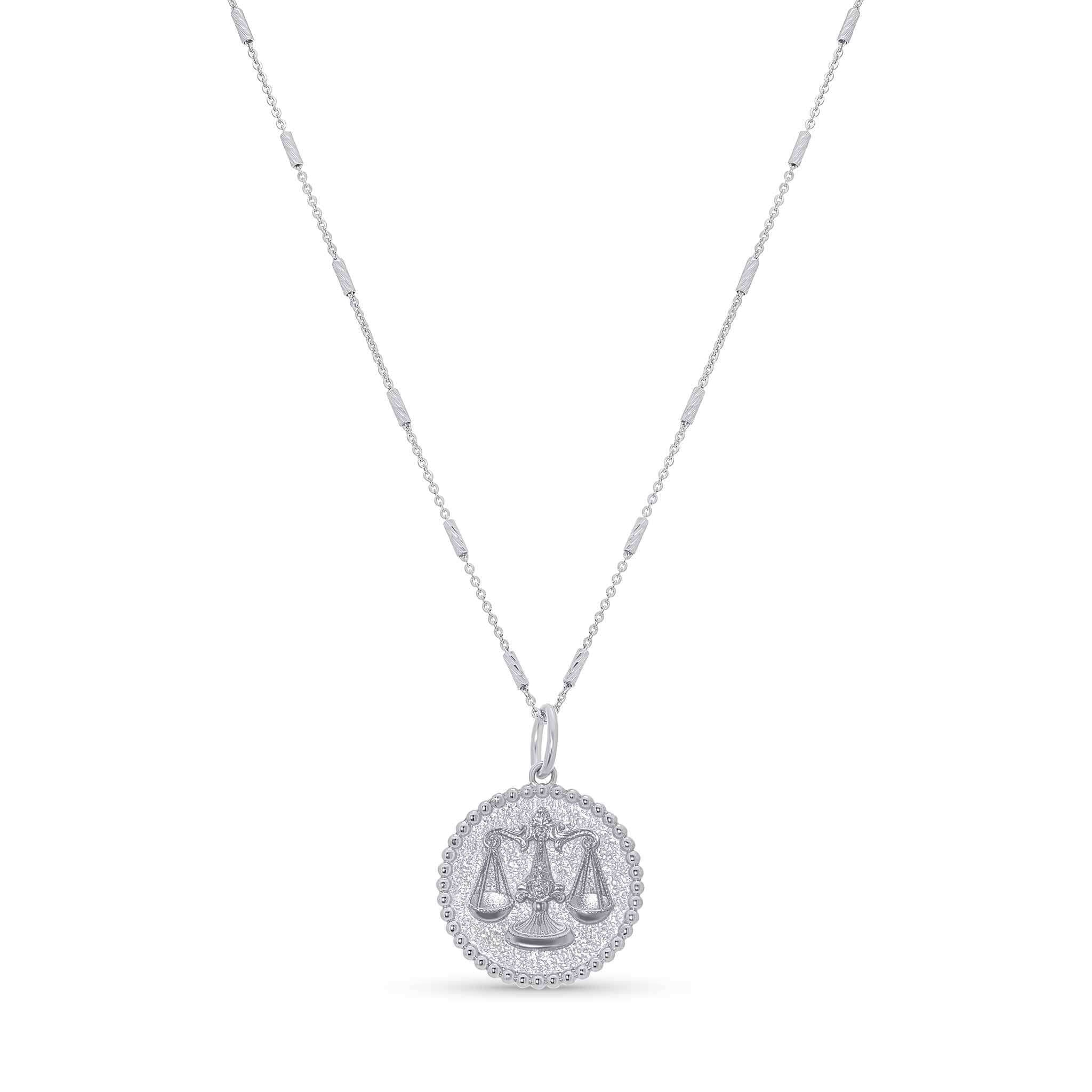 Zodiac Necklace featuring a medallion with a scales symbol on a sleek bar chain, perfect for celebrating your star sign.