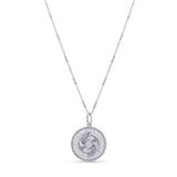 Zodiac Necklace featuring a medallion with a textured zodiac symbol on a sleek bar chain.