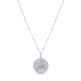 Zodiac Necklace featuring a textured medallion design with a zodiac symbol and sleek bar chain.