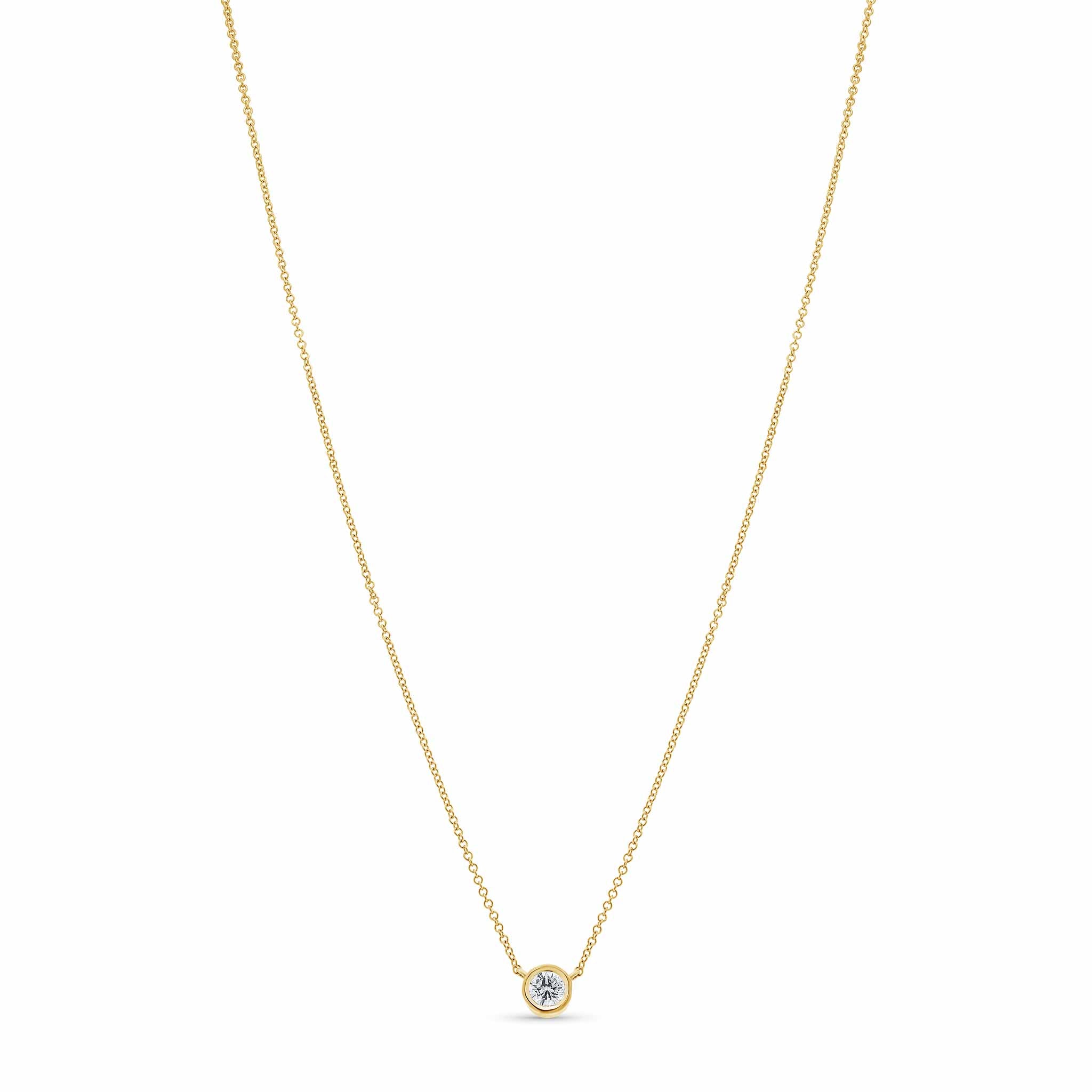 Half Carat Lab Diamond Necklace with a bezel-set 0.5 carat lab-grown diamond on a delicate gold chain.