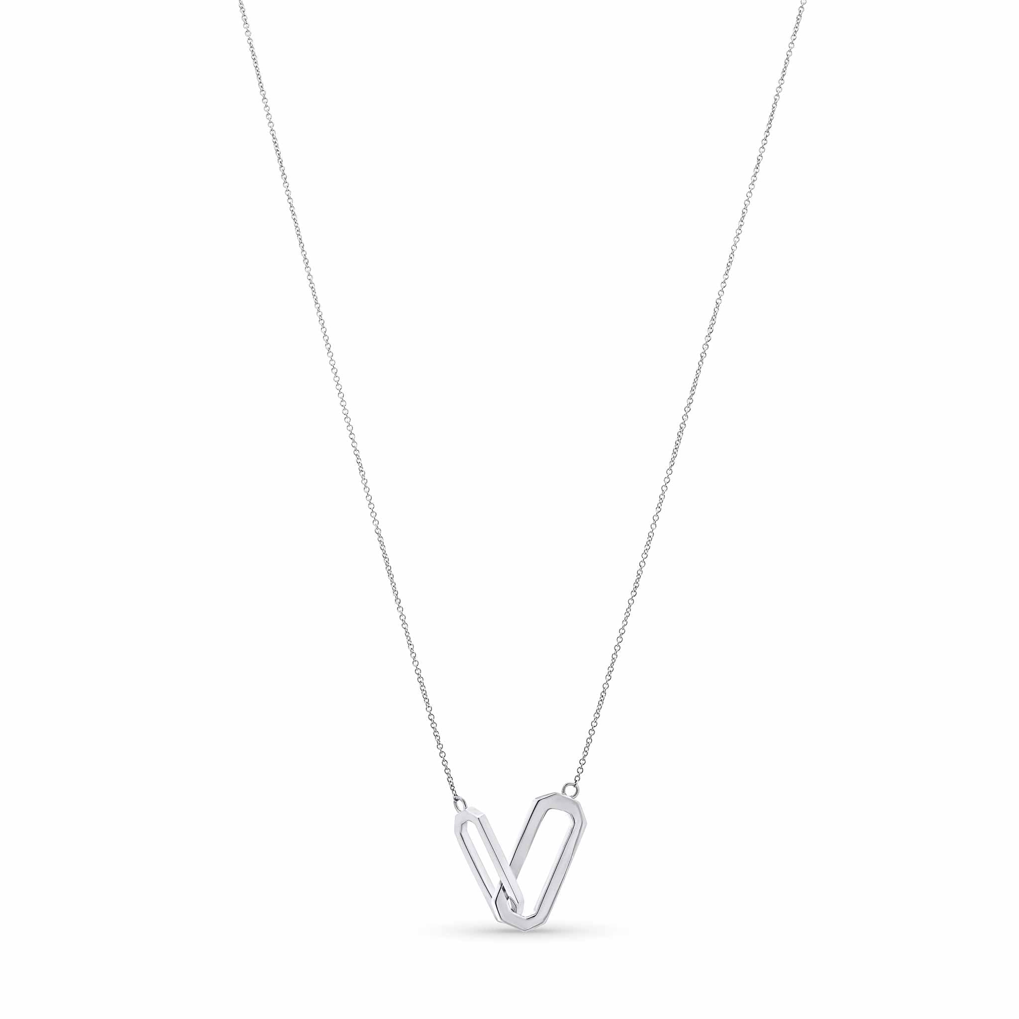 Double Interlocking Paper Clip Link Silver Necklace – Barkev's