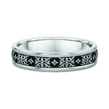 5mm White Gold Ornate Pattern Wedding Band