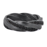 7mm Braided Tantalum Half Black Diamond Wedding Band