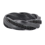 7mm Braided Tantalum Half Black Diamond Wedding Band