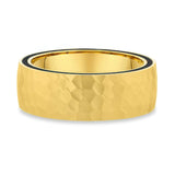 7mm Yellow Gold Hammered Wedding Band with Carbon Fiber Interior