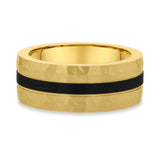 8mm Yellow Gold Hammered Ring with Carbon Fiber Inlay
