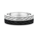 6mm White Gold and Carbon Fiber Braided Pattern Band