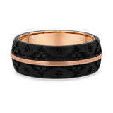 8mm Ornate Floral Pattern Carbon Fiber Wedding Band