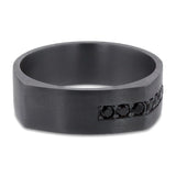 7mm Offset Black Diamond Wedding Band