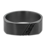 7mm Diagonal Etched Black Diamond Wedding Band