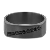 7mm Angular Black Diamond Tantalum Wedding Band