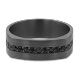 7mm Full Row Black Diamond Tantalum Wedding Band