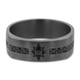 7mm Black Diamond Star Tantalum Wedding Band