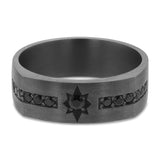 7mm Black Diamond Star Tantalum Wedding Band