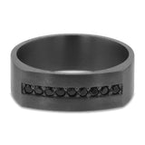 7mm Single Row Black Diamond Tantalum Wedding Band
