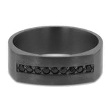 7mm Single Row Black Diamond Tantalum Wedding Band