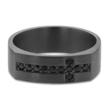 7mm Black Diamond Cross Tantalum Wedding Band