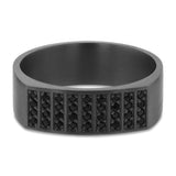 7mm Four Row Black Diamond Tantalum Wedding Band