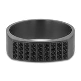 7mm Four Row Black Diamond Tantalum Wedding Band
