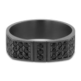 7mm Clustered Black Diamond Tantalum Wedding Band