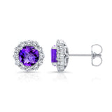 1 Carat Amethyst Halo Studs