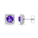 1.00ct. Cushion Amethyst Halo Studs