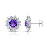 1.00ct. Double Halo Amethyst Studs